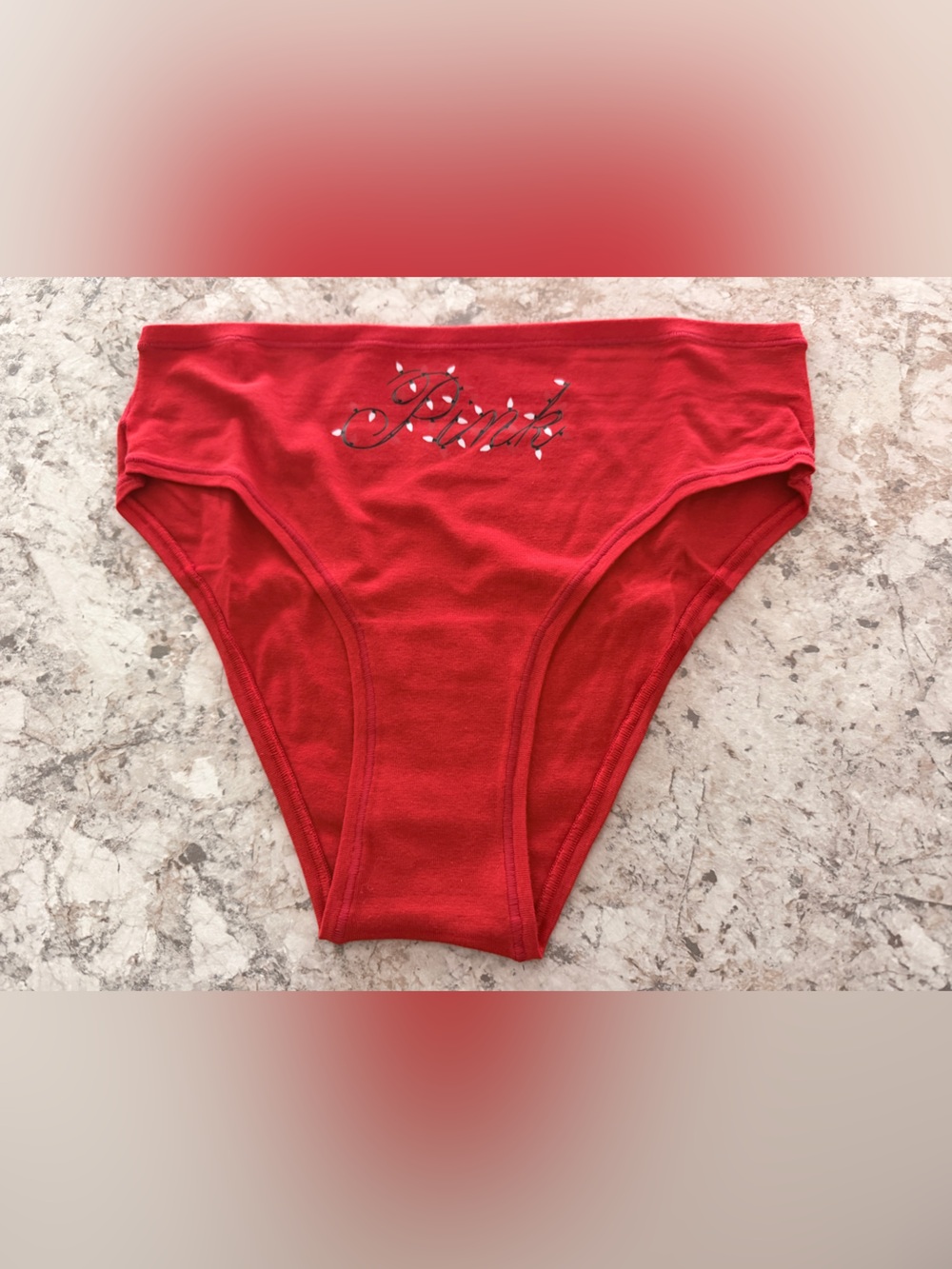 VS PINK Christmas Panty Cotton Cheeky Large NWOT